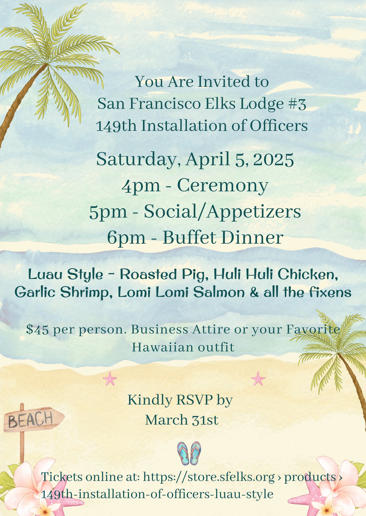 149th Installation of Officers - Luau Style